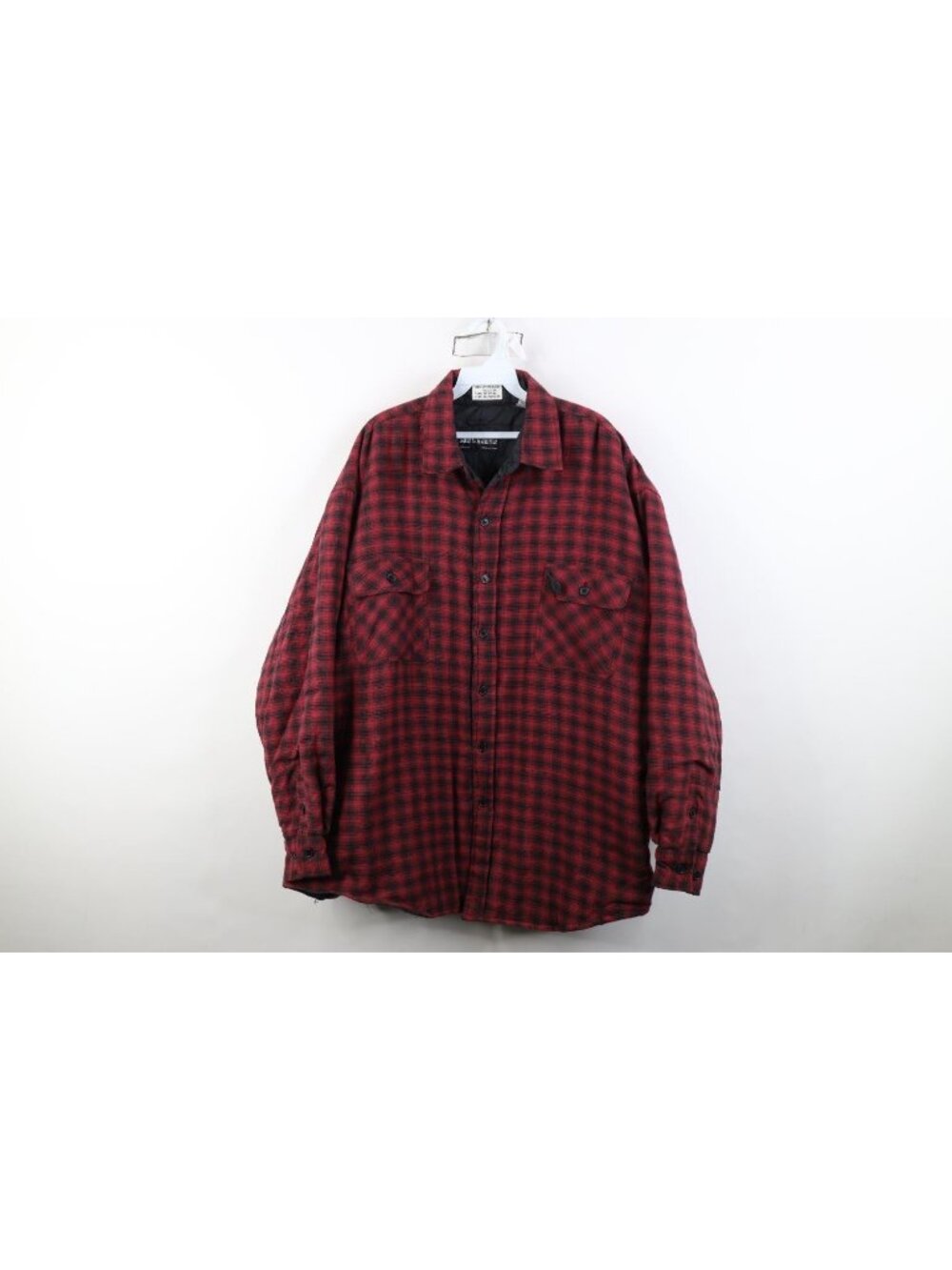 Vtg 90s Streetwear Mens XL Faded Quilted Flannel Button Shirt Jacket Jac Shirt